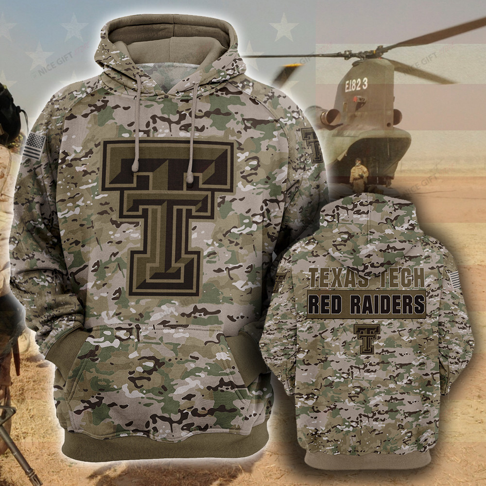 NCAA Texas Tech Red Raiders Camouflage 3D Hoodie MTD2T2