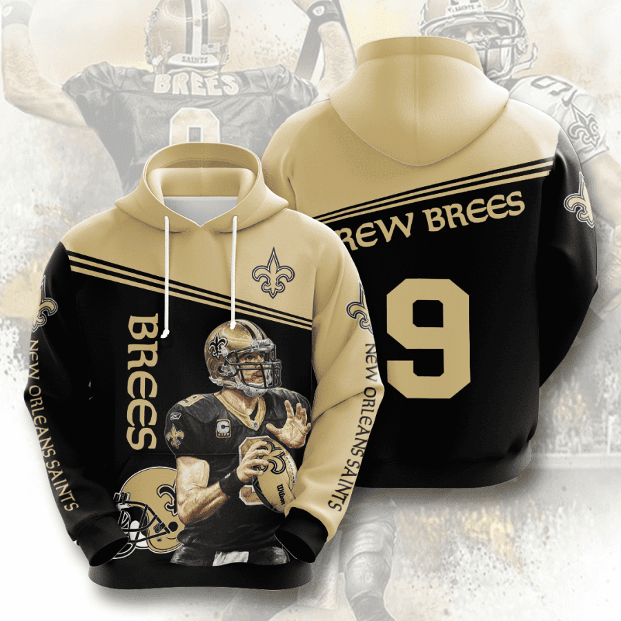 New Orleans Saints Brees 9 Hoodie Zip Hoodie Version 1114