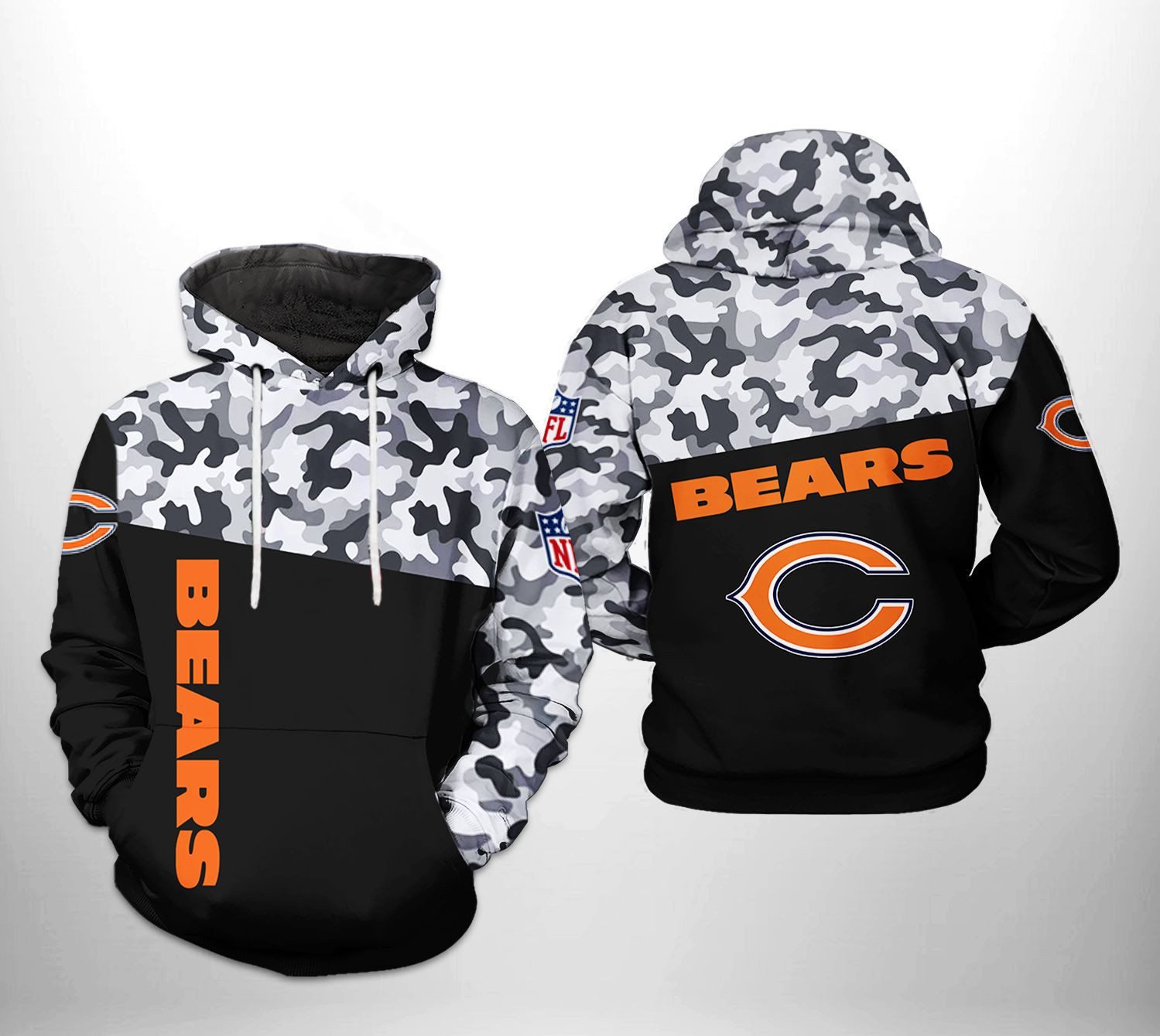 NFL Chicago Bears NFL Camo Veteran Team Hoodie Zip Hoodie