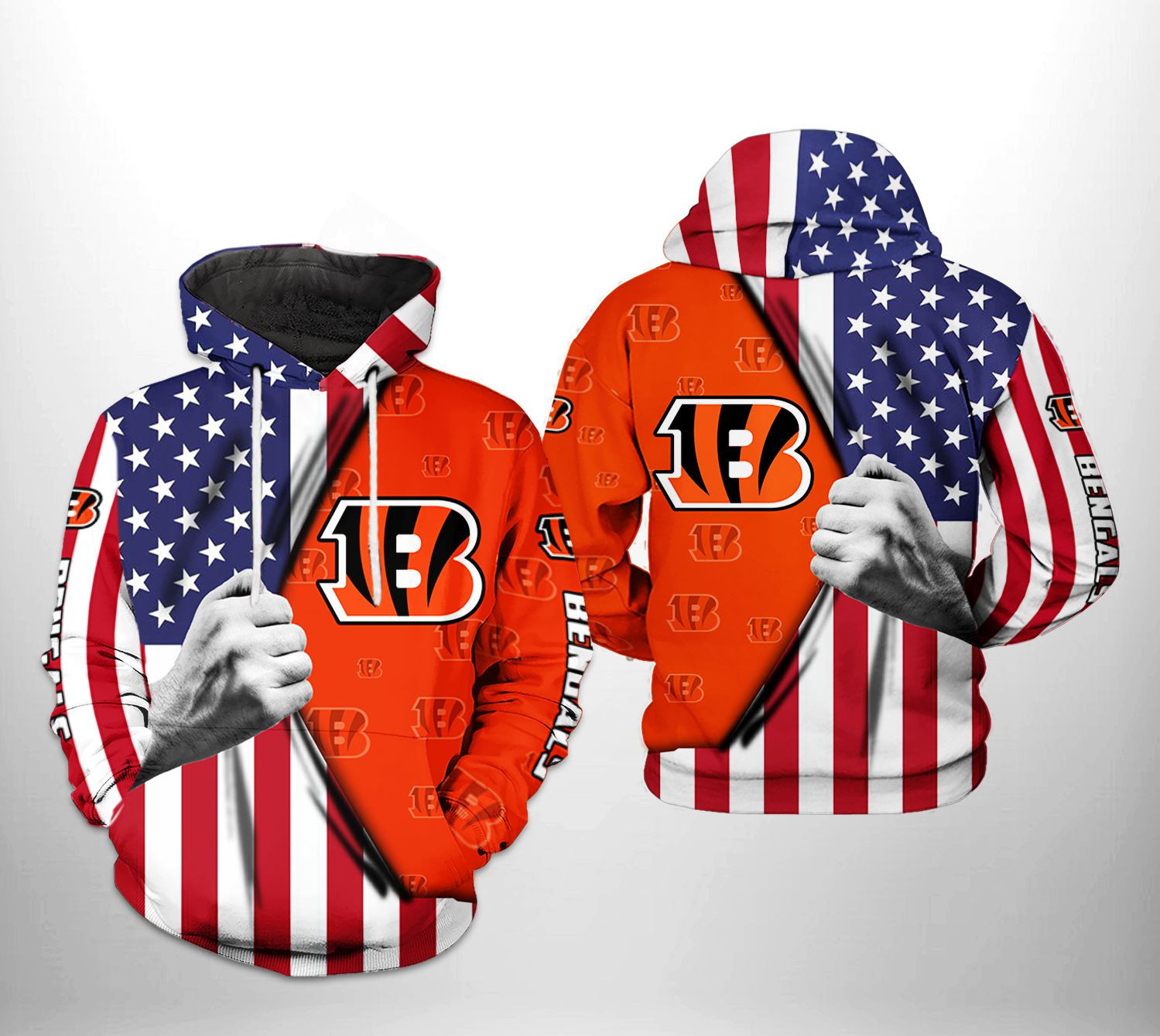 NFL Cincinnati Bengals NFL US Flag Team Hoodie Zip Hoodie Version 2205