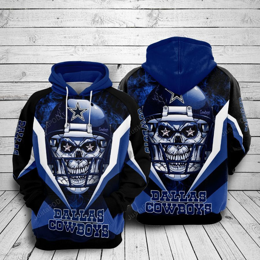 NFL Dallas Cowboys Nfl Football Skull Wearing A Hat Hoodie Zip Hoodie