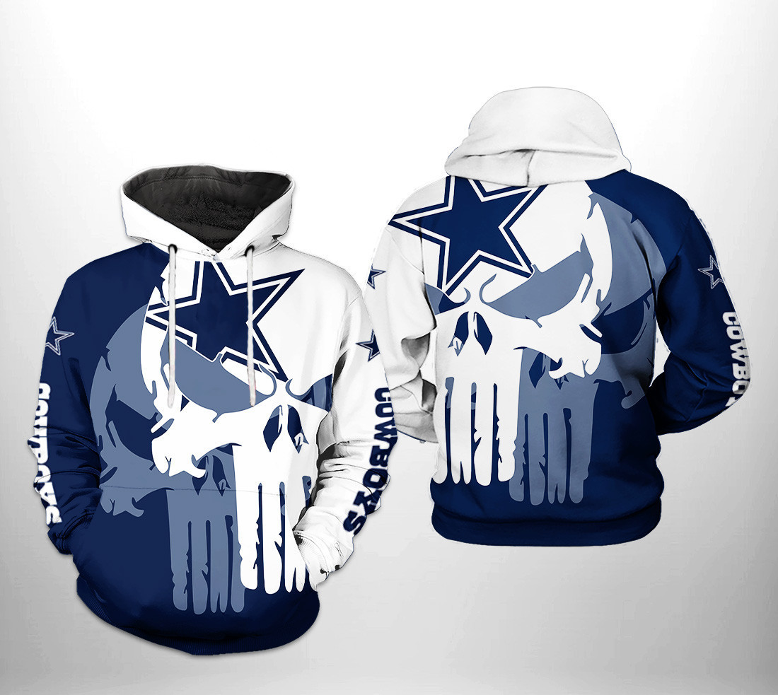 NFL Dallas Cowboys NFL Team Skull Hoodie Zip Hoodie