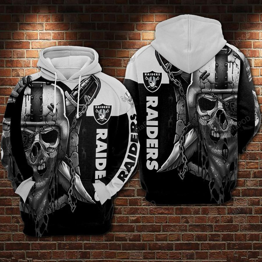 NFL Oakland Raiders Nfl Football Black White Hoodie Zip Hoodie