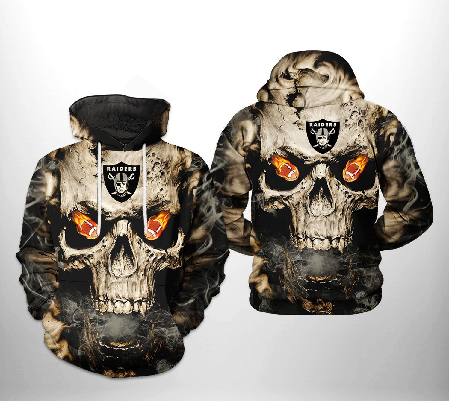 NFL Oakland Raiders NFL Skull Team Hoodie Zip Hoodie