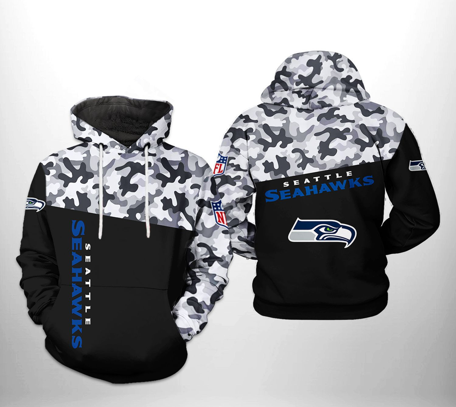 NFL Seattle Seahawks NFL Camo Veteran Team Hoodie Zip Hoodie