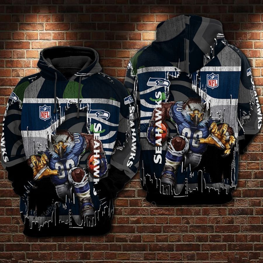 NFL Seattle Seahawks Nfl Football Big Logo Hoodie Zip Hoodie