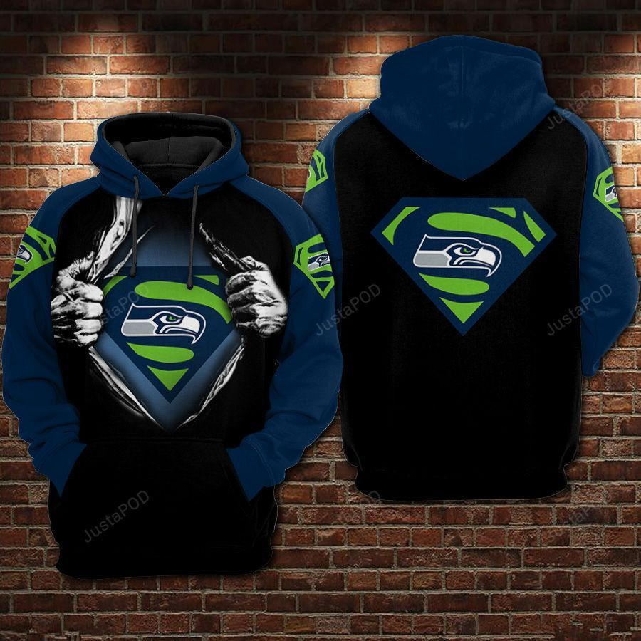 NFL Seattle Seahawks Nfl Football Superman Hoodie Zip Hoodie