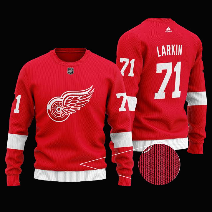 Nhl Detroit Red Wings Larkin 71 Red Wool Sweater