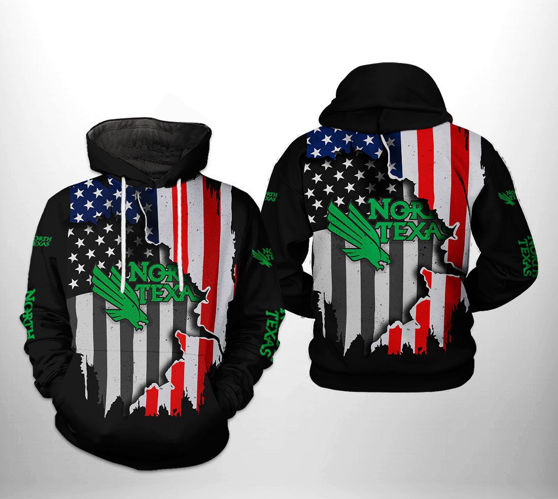 North Texas Mean Green NCAA US Flag Hoodie Zip Hoodie Version 2431