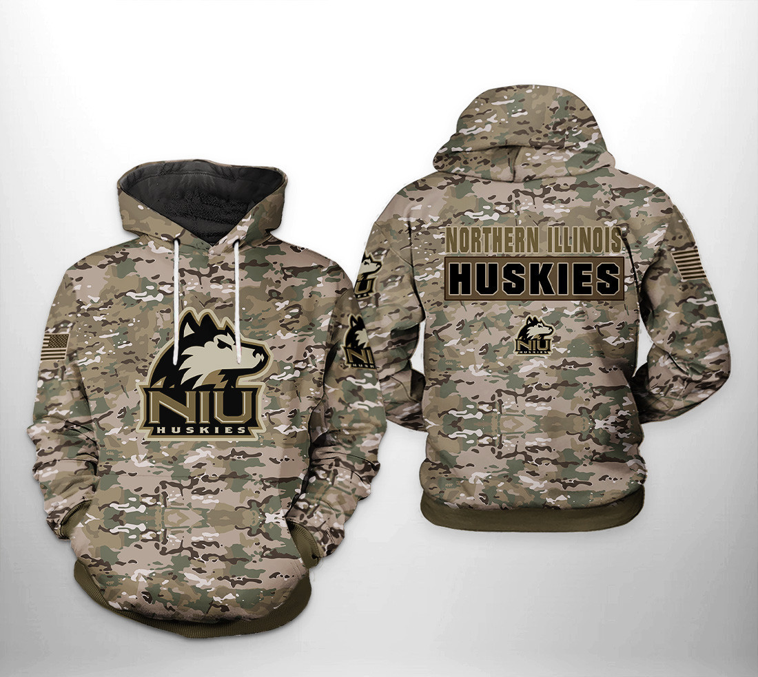 Northern Illinois Huskies NCAA Camo Veteran Hoodie Zip Hoodie