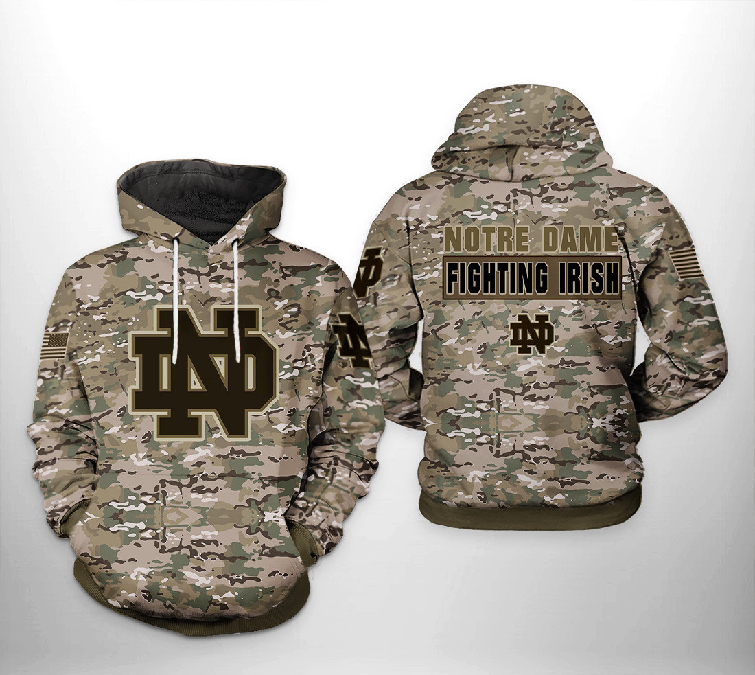 Notre Dame Fighting Irish NCAA Camo Veteran Hoodie Zip Hoodie
