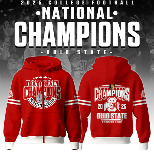 Ohio State Buckeyes NCAA National Champions Zip Hoodie Football Gifts For Men