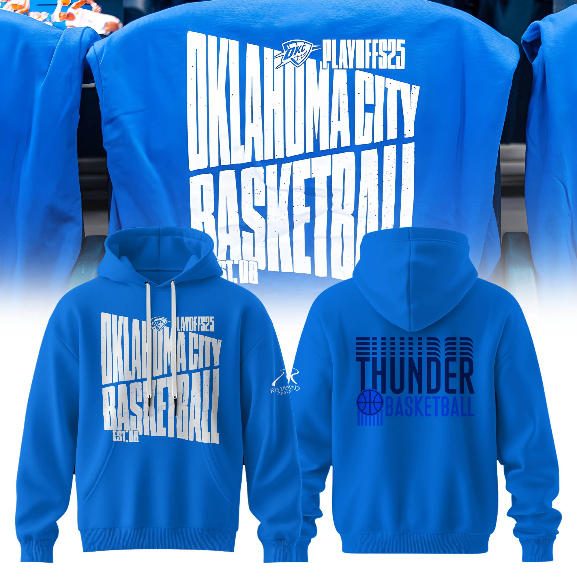 OKC Oklahoma City Thunder Hoodie Blue Basketball NBA 2025 Playoffs Merch Fan Apparel Gear