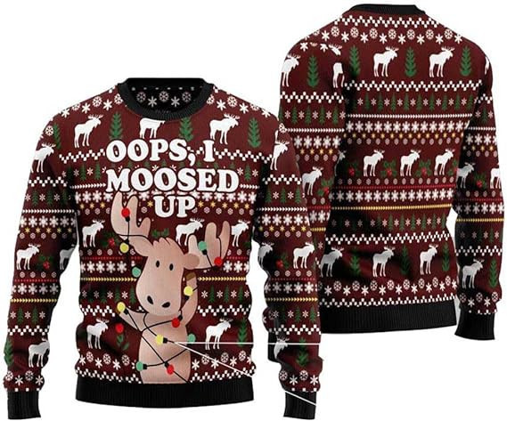 Oops, I Moosed Up Ugly Wool Christmas Ugly Sweater