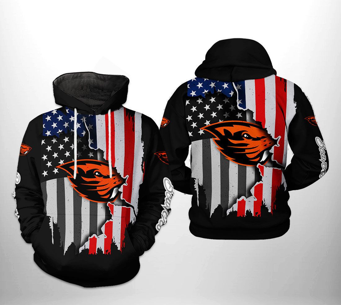 Oregon State Beavers NCAA US Flag Hoodie Zip Hoodie