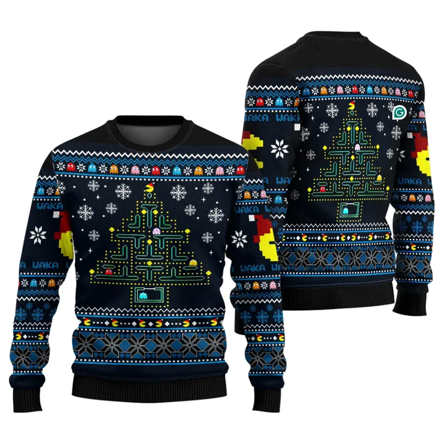 Pacman Tree Ugly Christmas Sweater