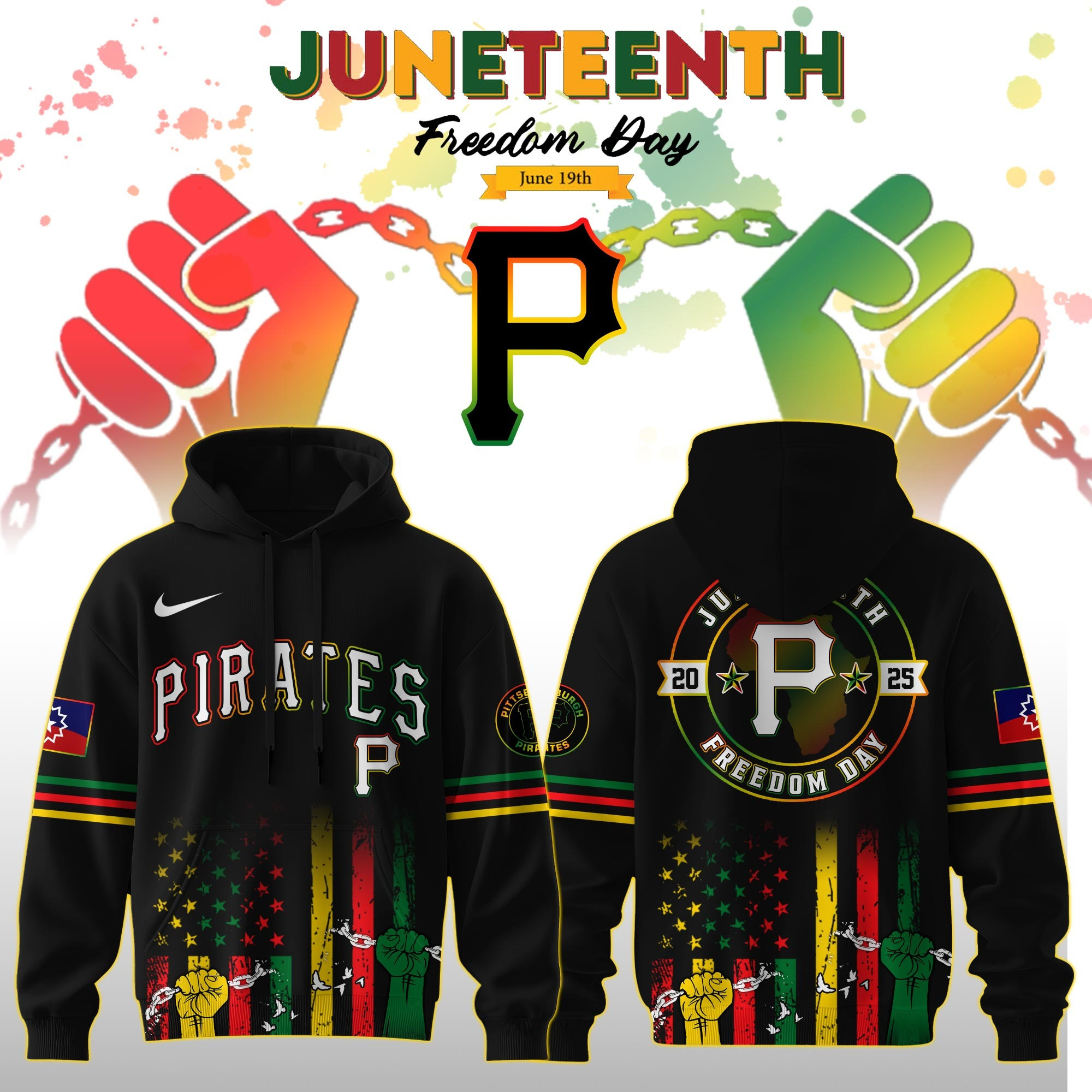 Pittsburgh Pirates MLB X Juneteenth Day 2025 Hoodie Baseball Lover Fan Merch Gifts For Him