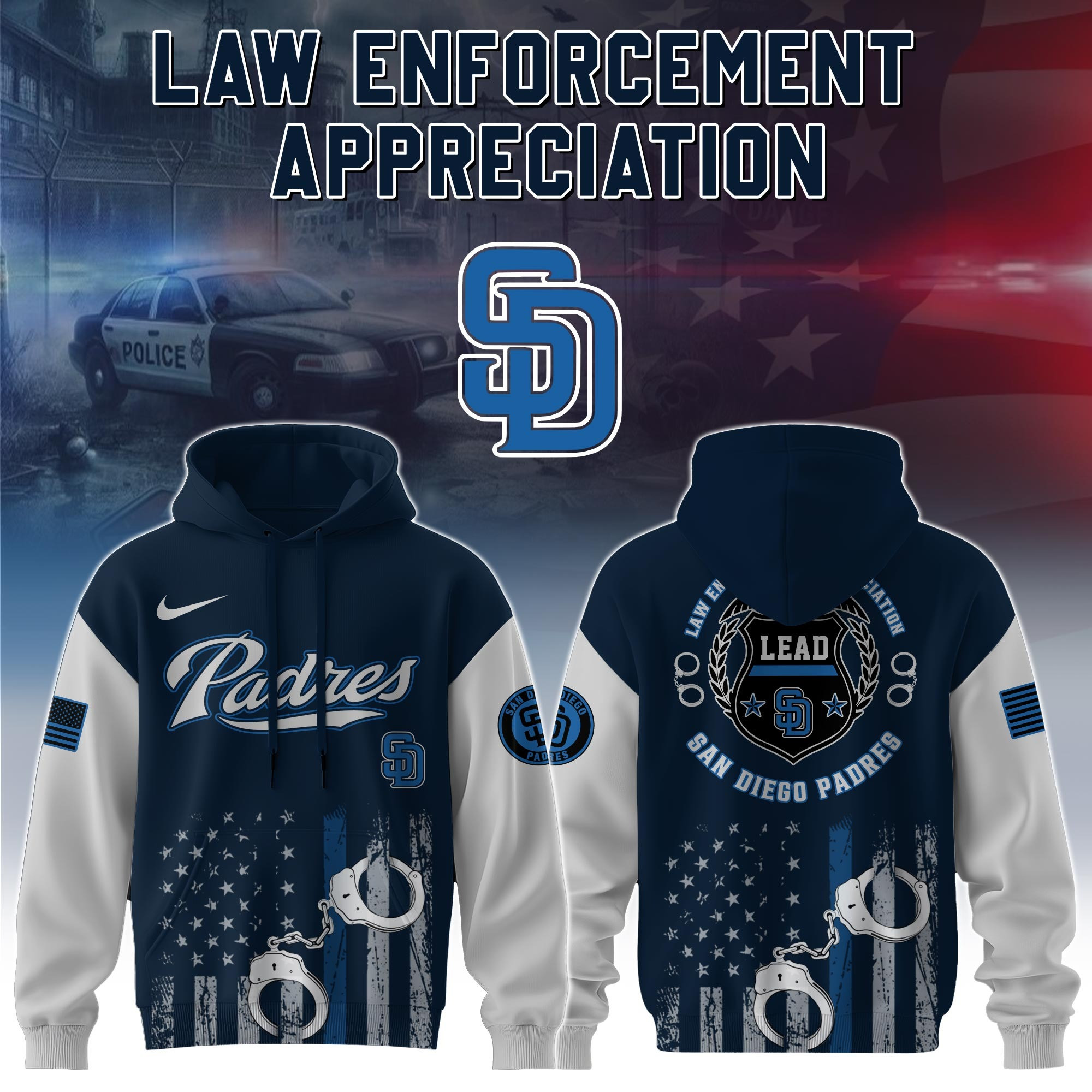 San Diego Padres MLB x Law Enforcement Appreciation Day Hoodie Best Gifts For Baseball Fans