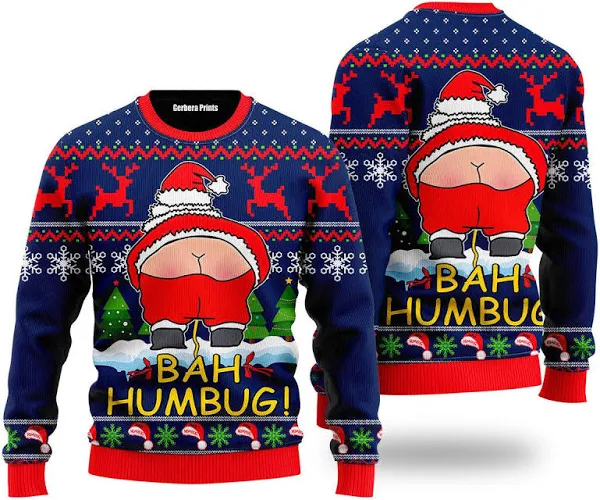 Santa Funny Bah Humbug Christmas Ugly Sweater