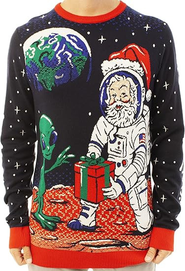 Santa Space Gift for Alien SpaceXmas Ugly Christmas Sweater