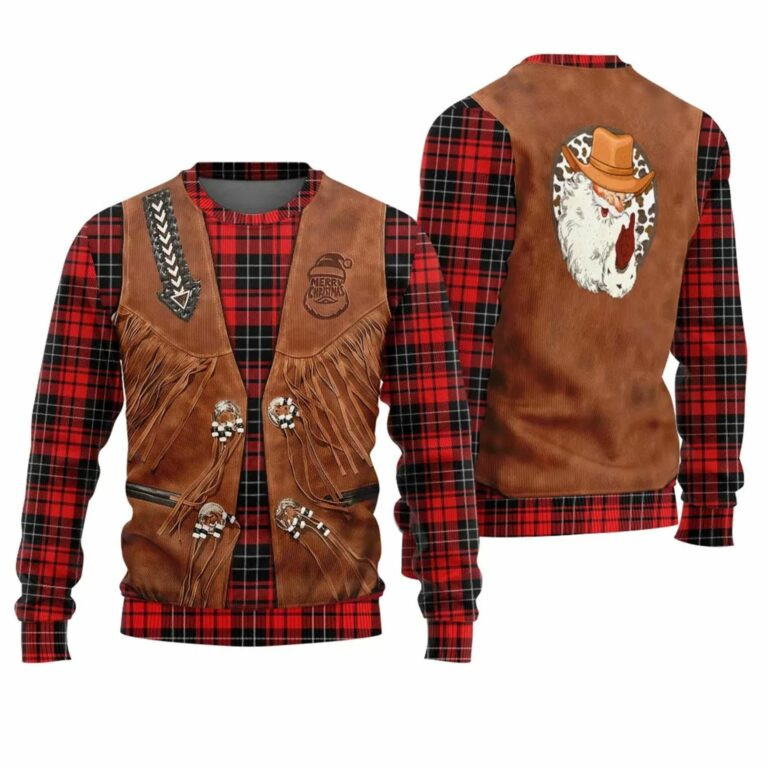 Santa Western Cowboy Ugly Christmas Sweater