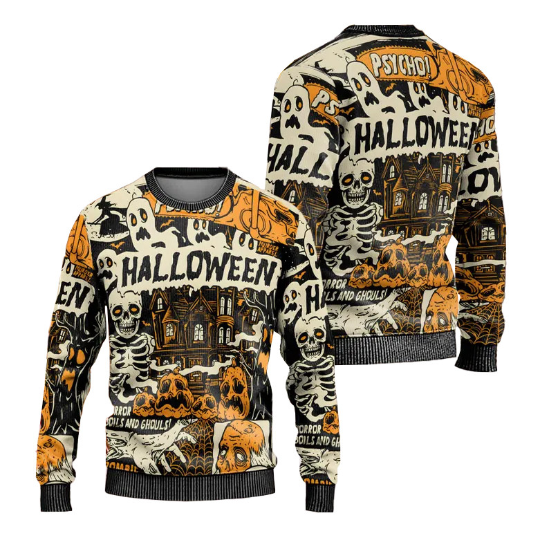 Spooky Pumpkin Jack-o-lantern Halloween Ugly Sweater