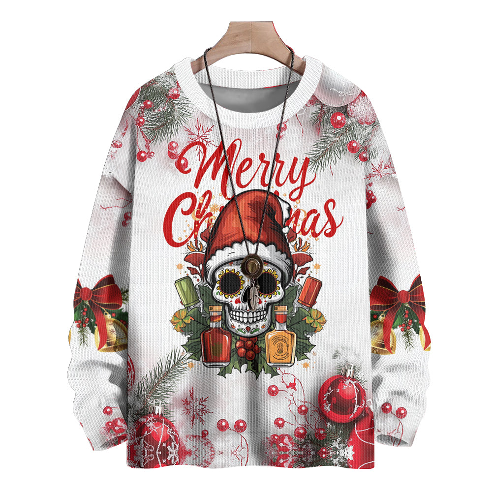 Sugar Skull Merry Christmas with Tequila Knitted Sweater