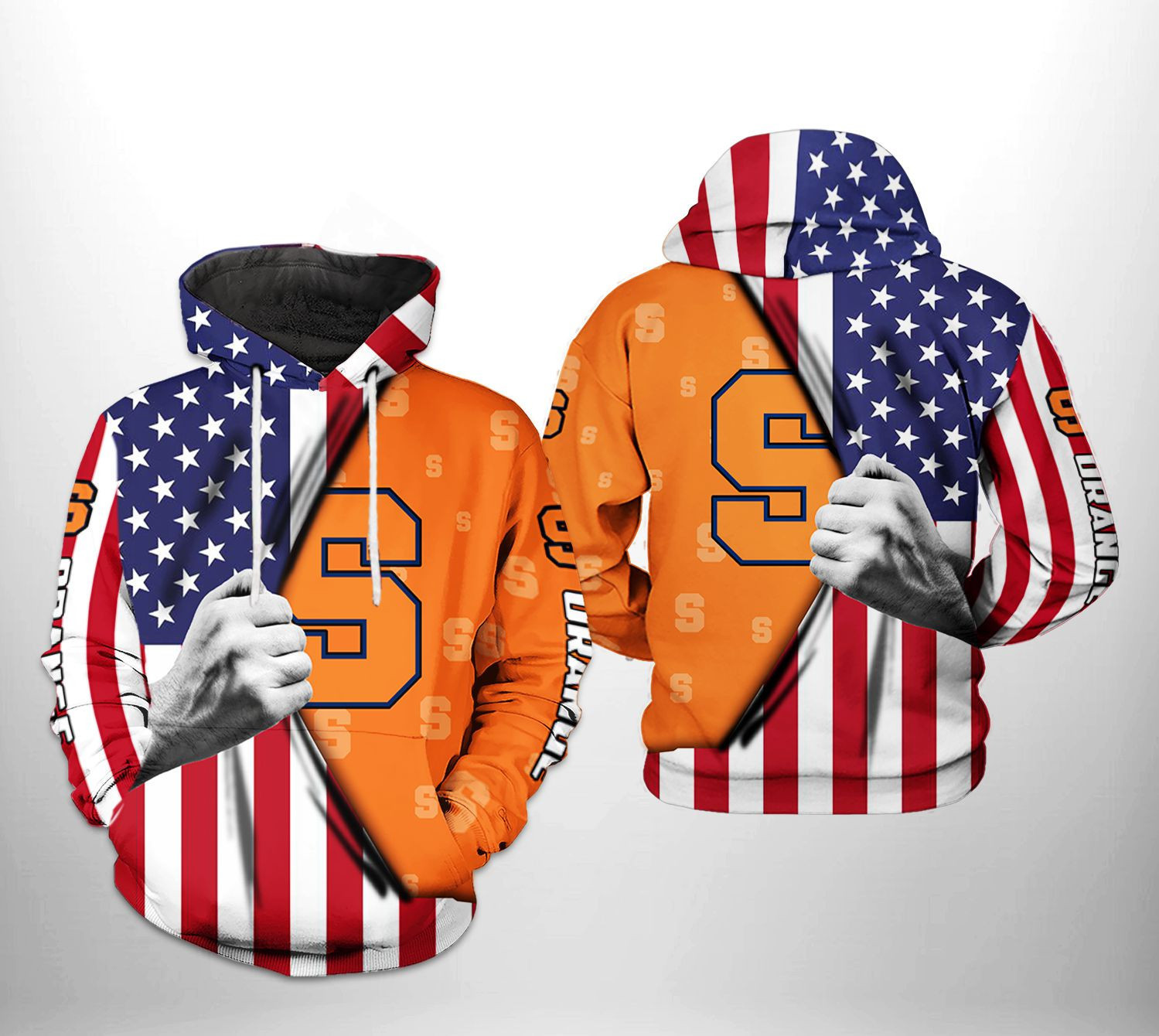 Syracuse Orange NCAA US Flag Hoodie Zip Hoodie
