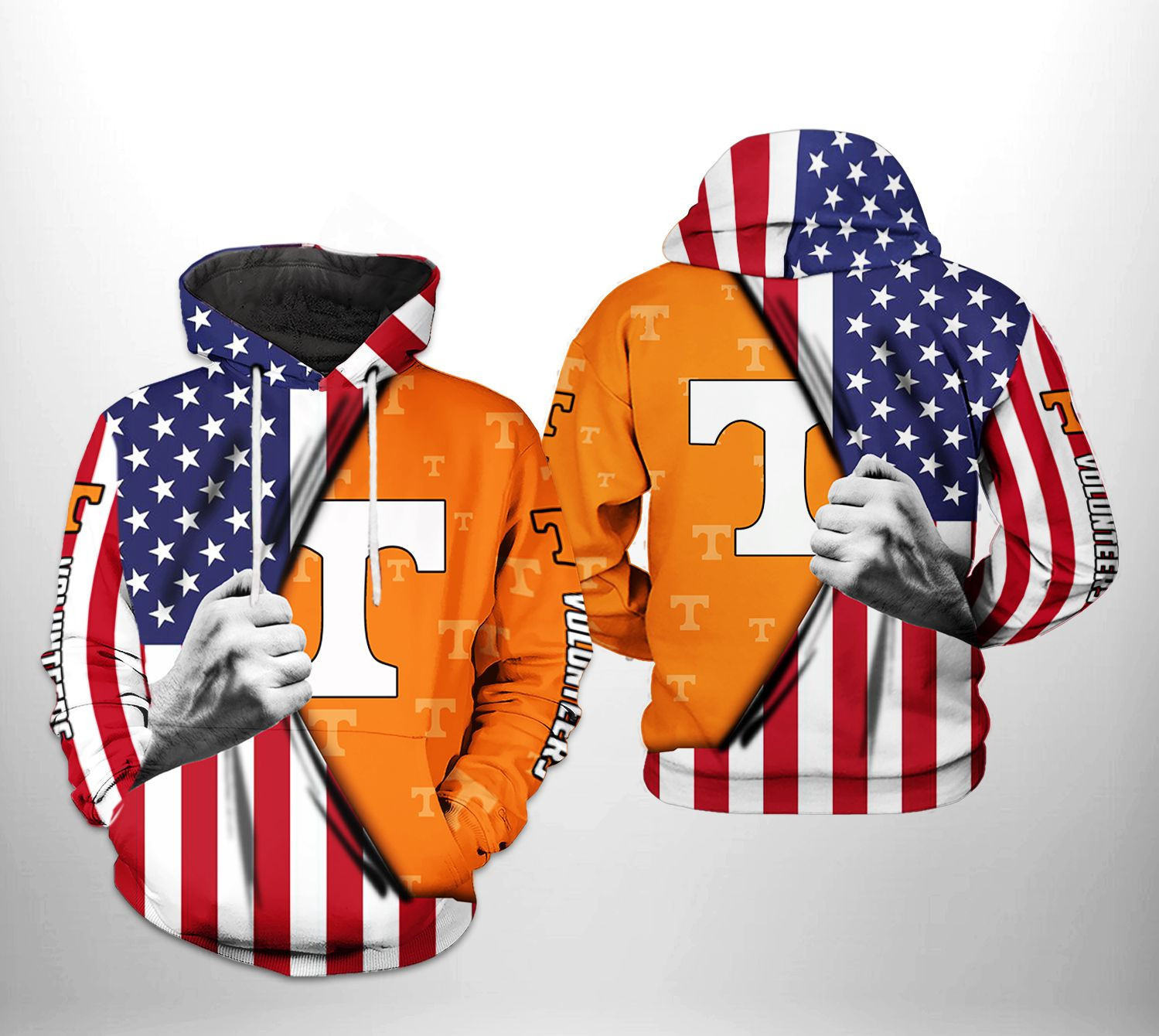Tennessee Volunteers NCAA US Flag Hoodie Zip Hoodie