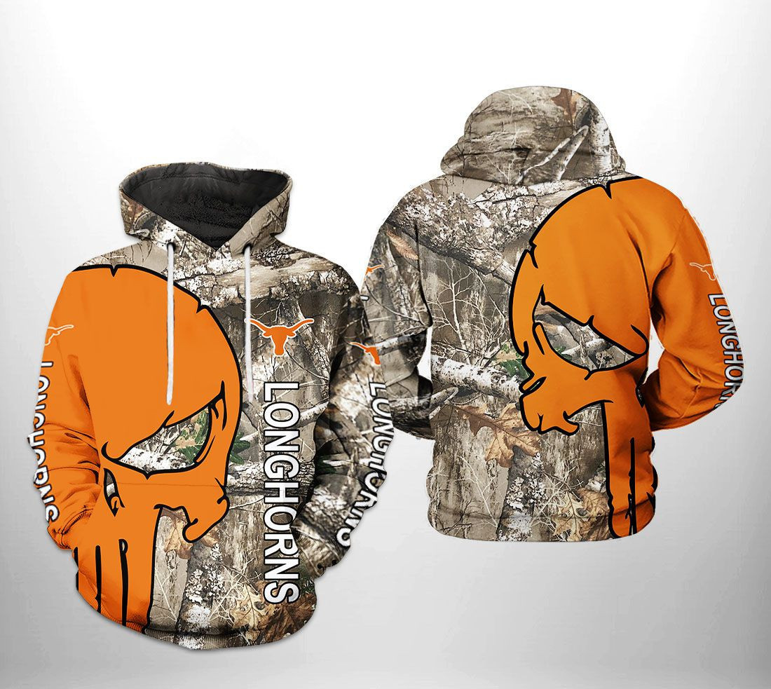 Texas Longhorns NCAA Camo Veteran Hunting Hoodie Zip Hoodie