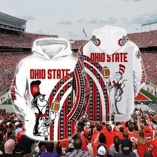 The Cat In The Hat Ohio State Buckeyes Ncaa Skull Hoodie Zip Hoodie Version 596