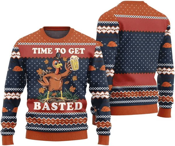 Time To Get Busted Ugly Thanksgiving Ugly Sweater