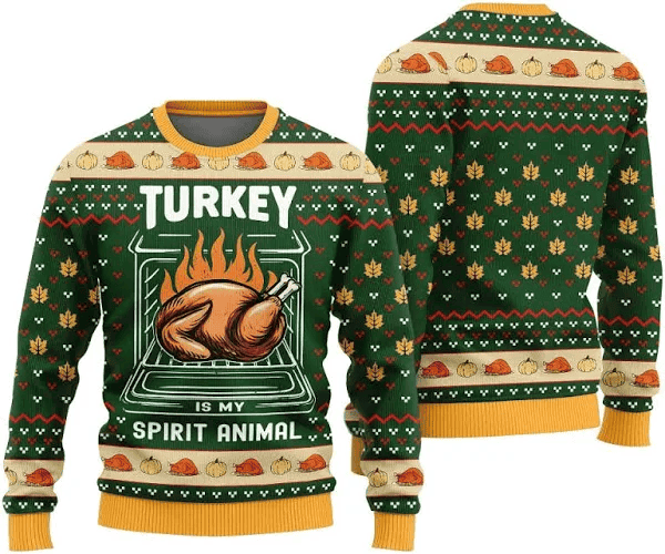 Turkey Is My Spirit Animal Thanksgiving Ugly Christmas Sweater