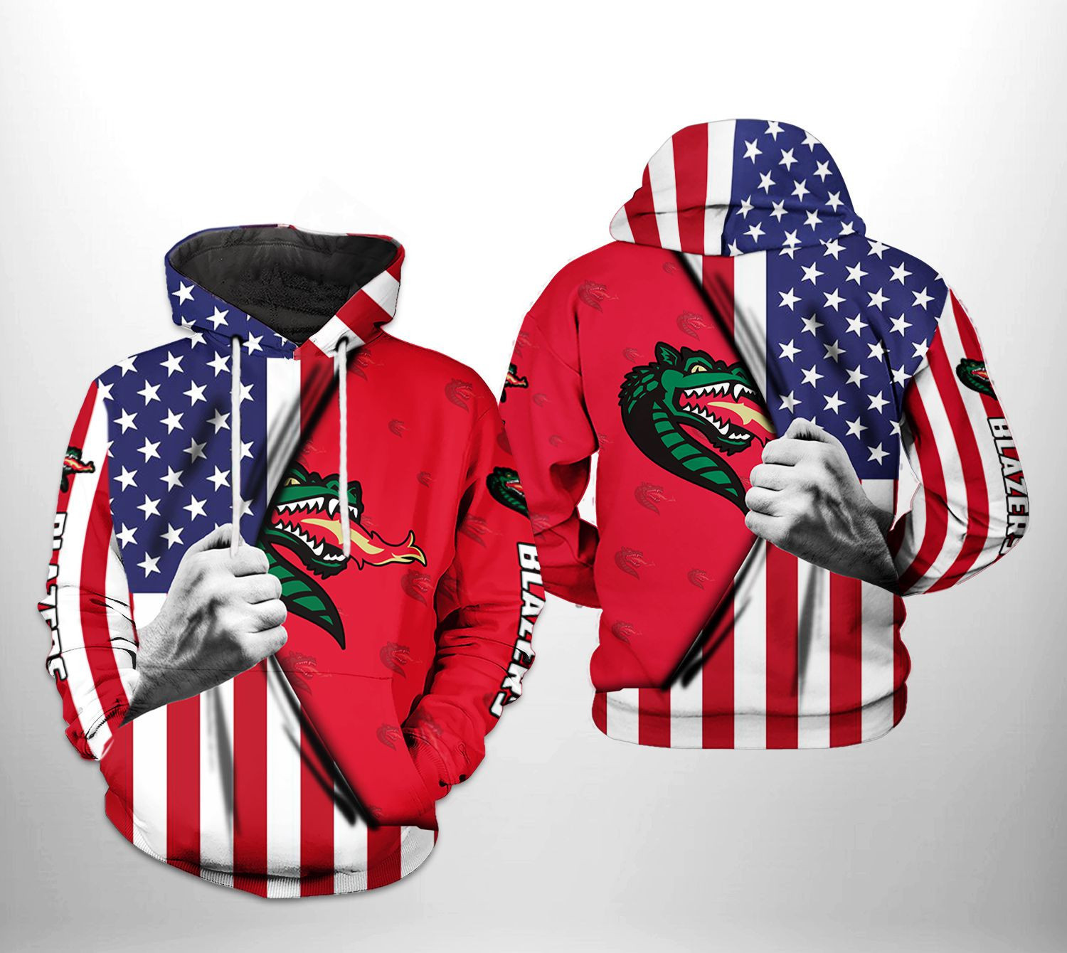 UAB Blazers NCAA US Flag Hoodie Zip Hoodie Version 668