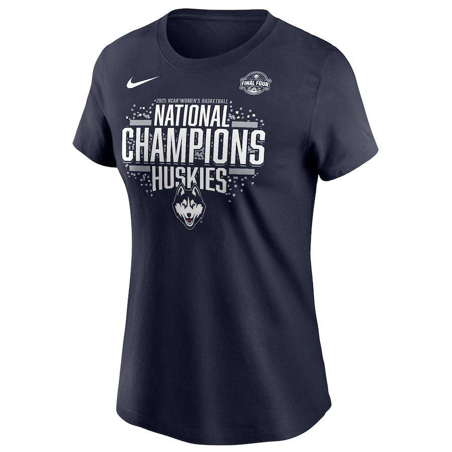 UConn Huskies Nike Womens 2025 NCAA Womens Basketball National Champions Locker Room T-Shirt