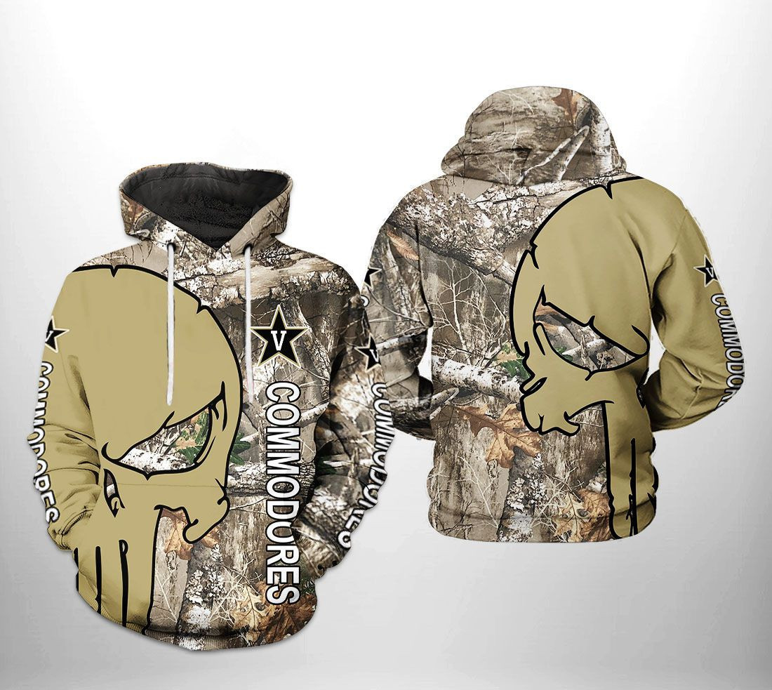 Vanderbilt Commodores NCAA Camo Veteran Hunting Hoodie Zip Hoodie