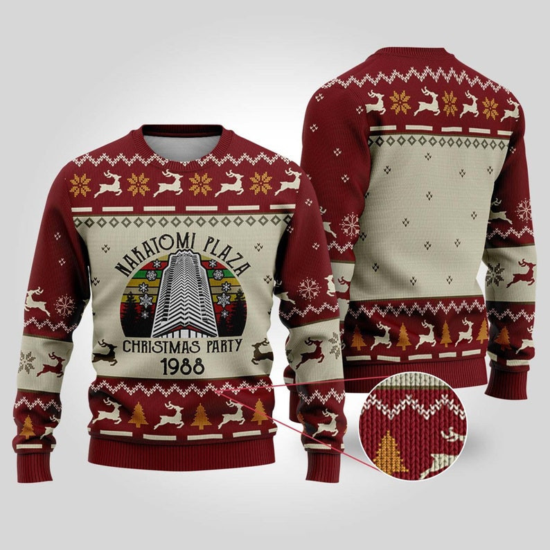 Vintage Nakatomi Plaza Christmas Party 1988 Ugly Christmas Sweater