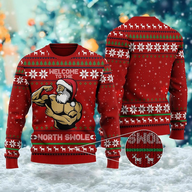 Welcome To The North Swole Gymer Ugly Christmas Sweater