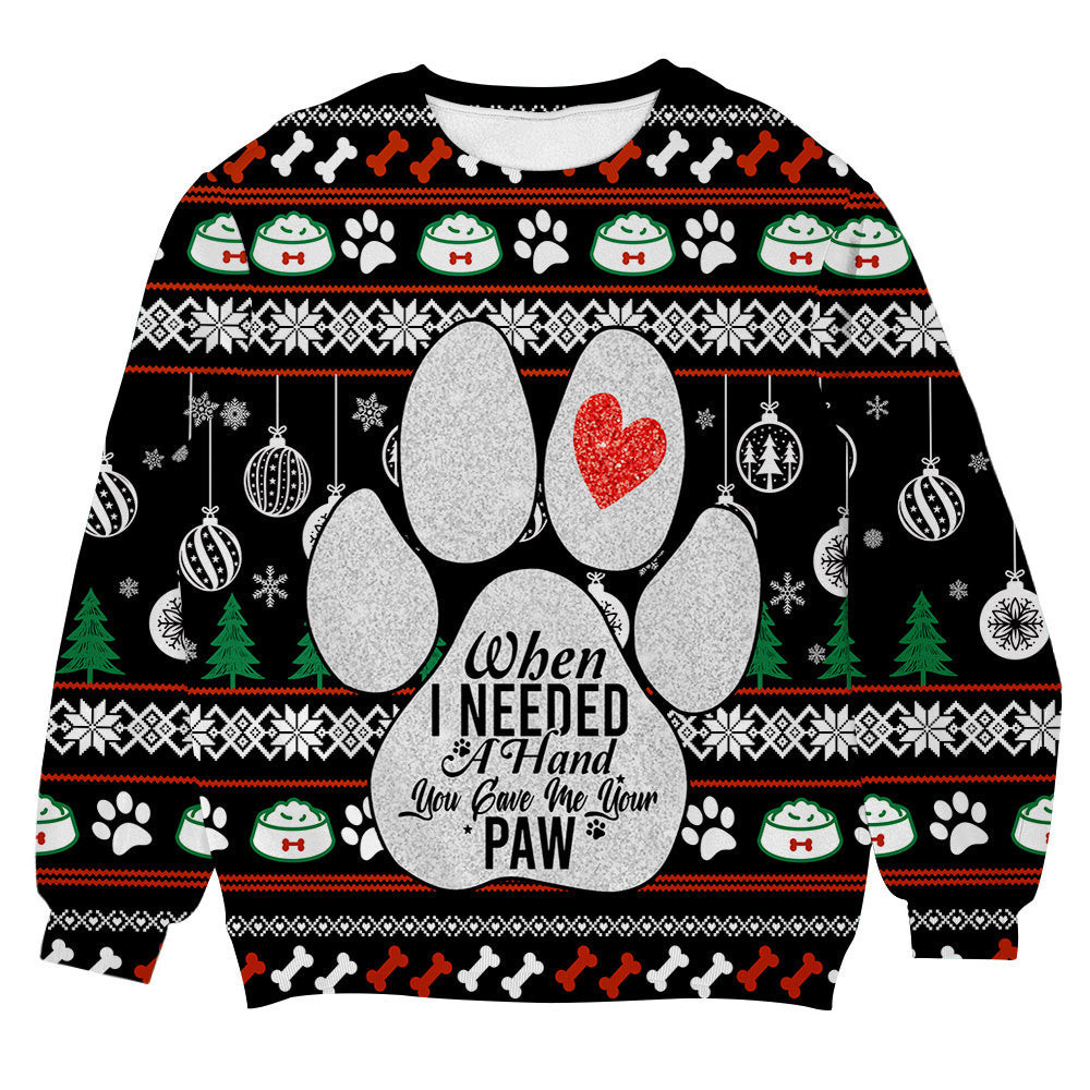 When I Need A Hand You Gave Me Your Paw Ugly Christmas Sweater