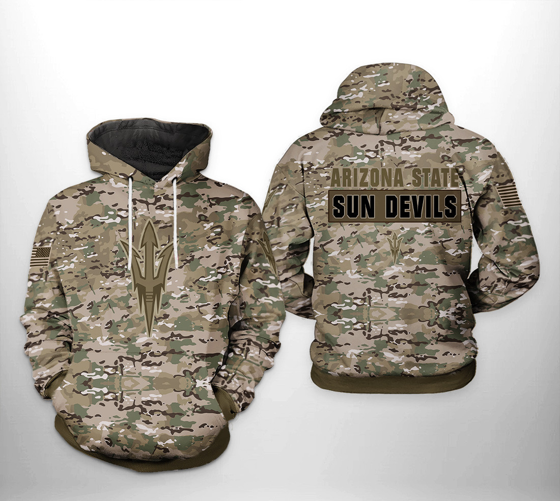 Arizona State Sun Devils NCAA Camo Veteran Hoodie Zip Hoodie