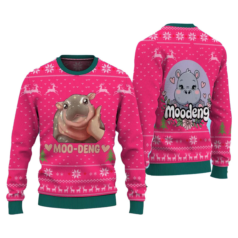 Baby Hippo Moo Deng Ugly Sweater