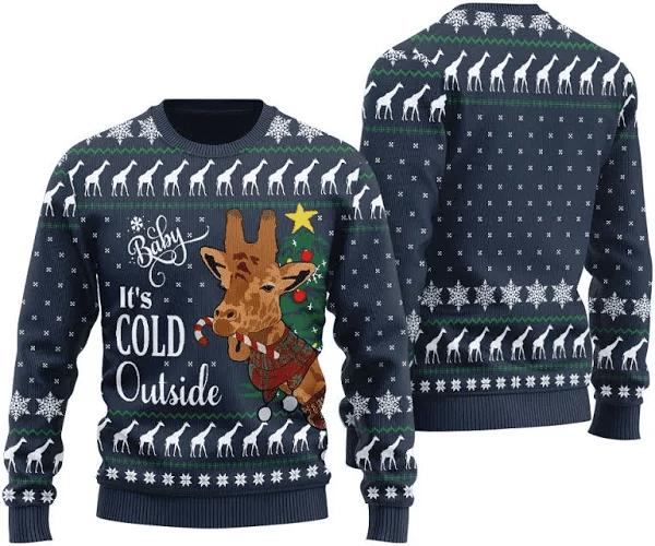 Baby Its Cold Outside Giraffe Ugly Christmas Sweater
