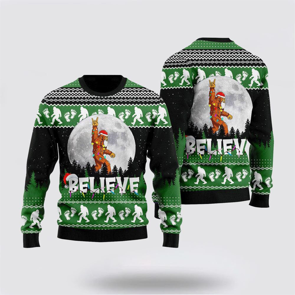Bigfoot Believe Christmas Ugly Christmas Sweater