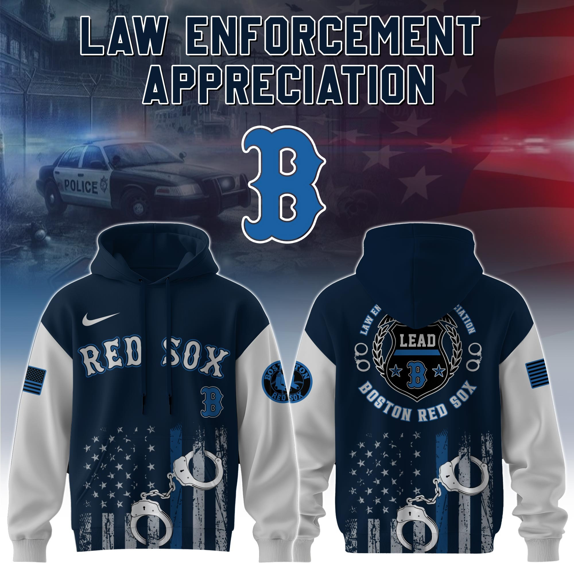 Boston Red Sox MLB x Law Enforcement Appreciation Day Hoodie Best Gifts For Baseball Lovers
