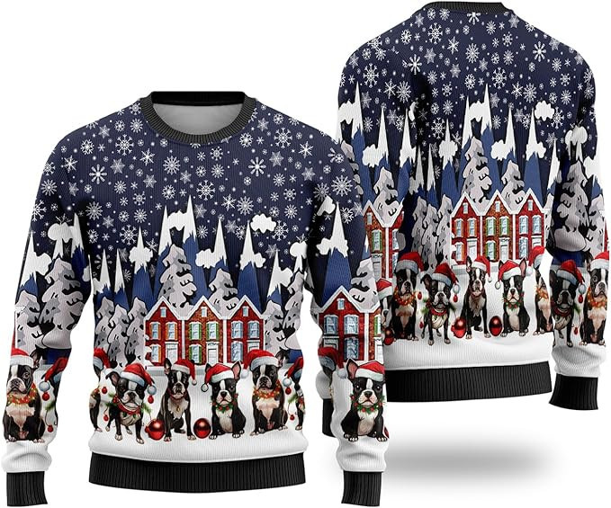 Boston Terrier Dog breed Ugly Christmas Sweaters