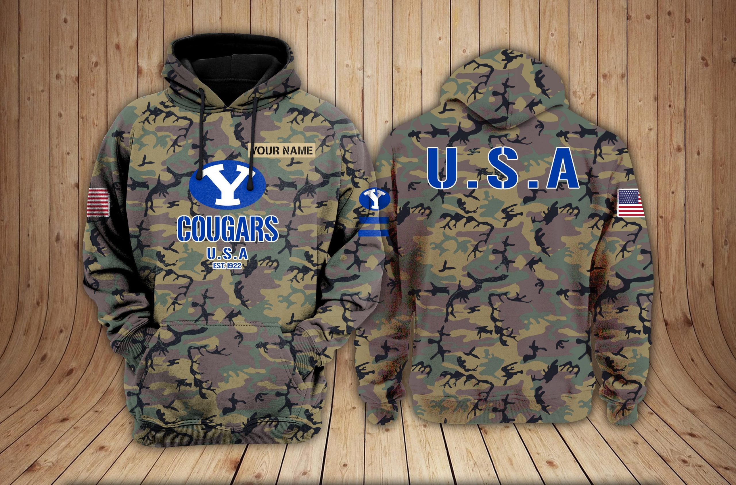 BYU Cougars football Camouflage 3D Hoodie NCAA PT19194