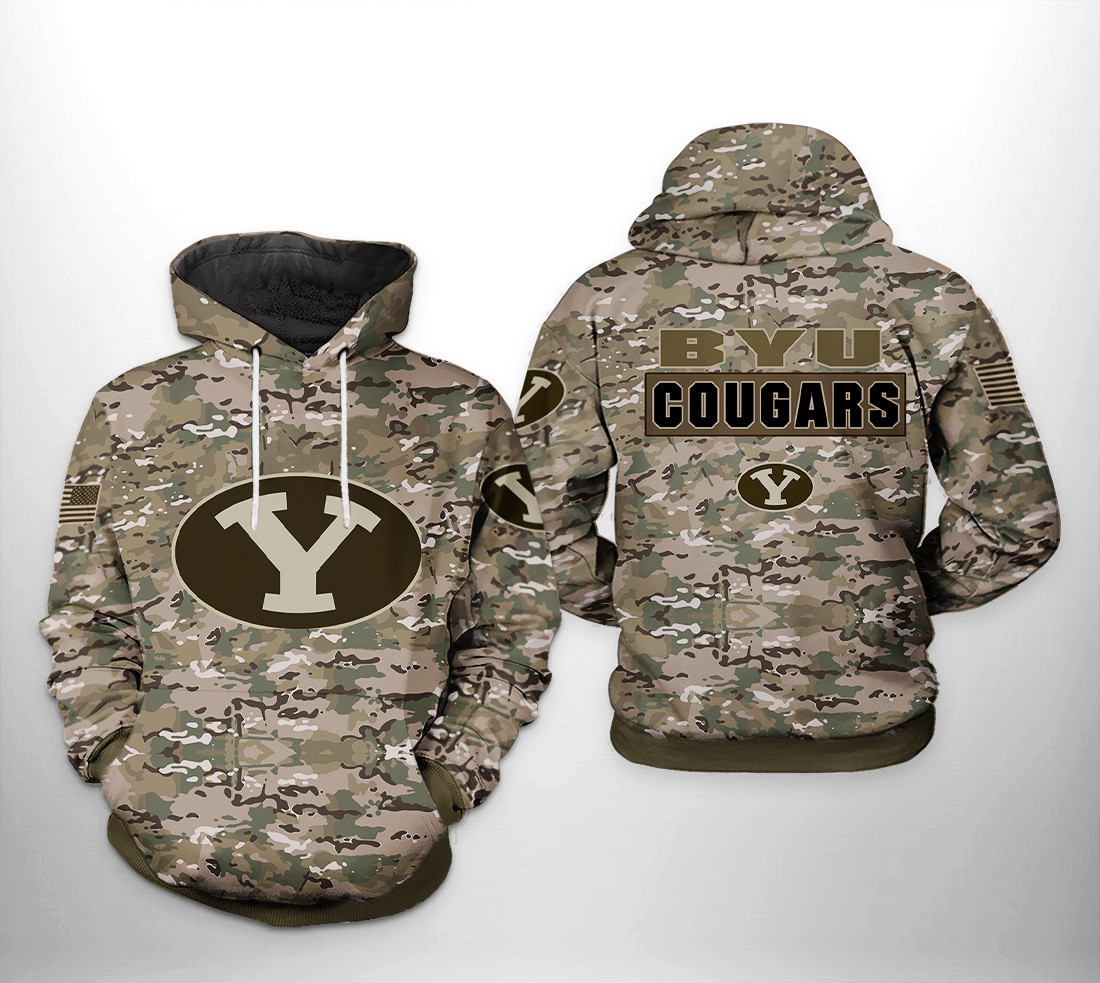 BYU Cougars NCAA Camo Veteran Hoodie Zip Hoodie