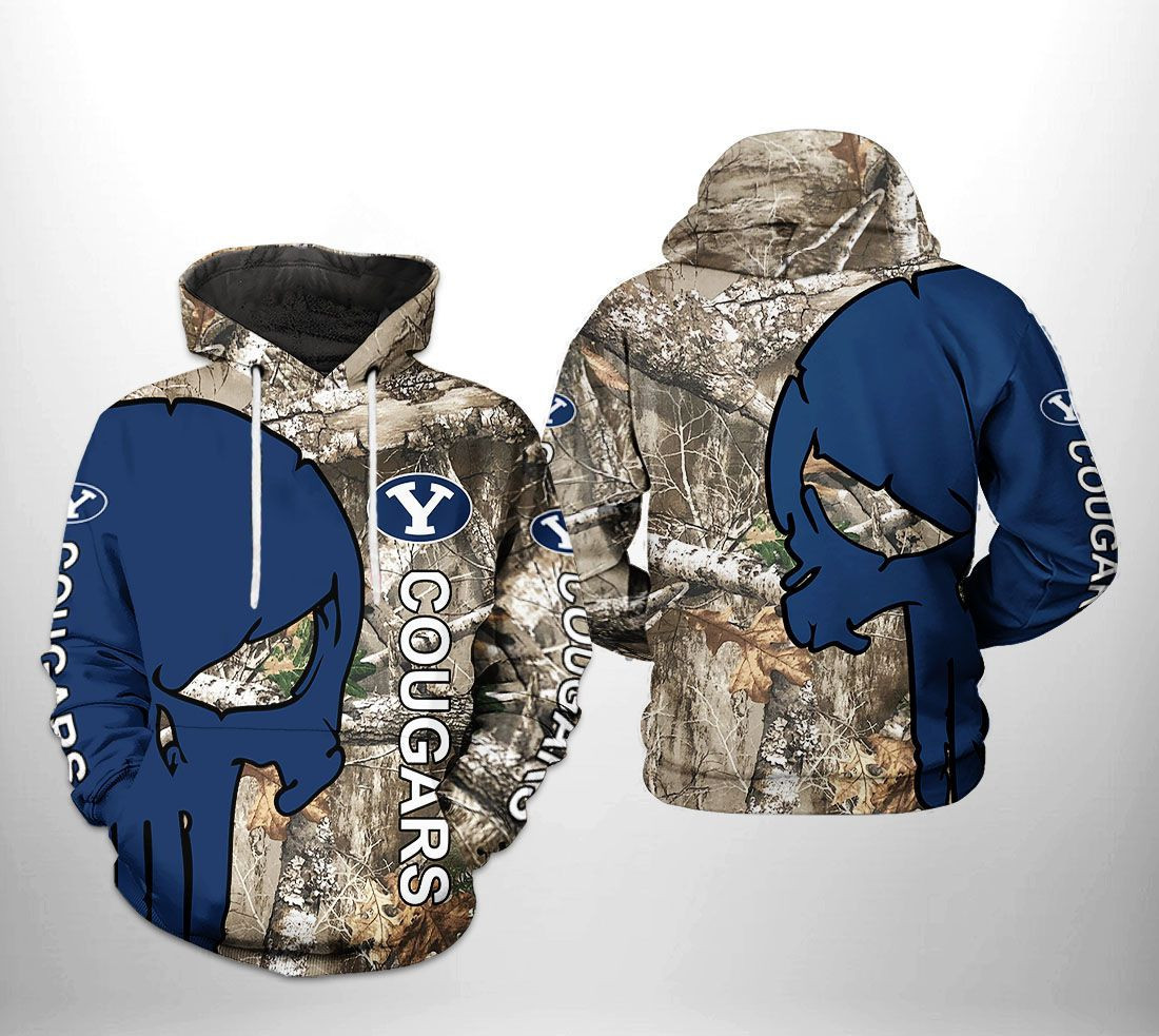 BYU Cougars NCAA Camo Veteran Hunting Hoodie Zip Hoodie
