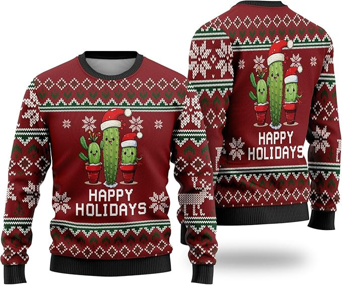 Cactus Happy Holidays Ugly Christmas Sweaters