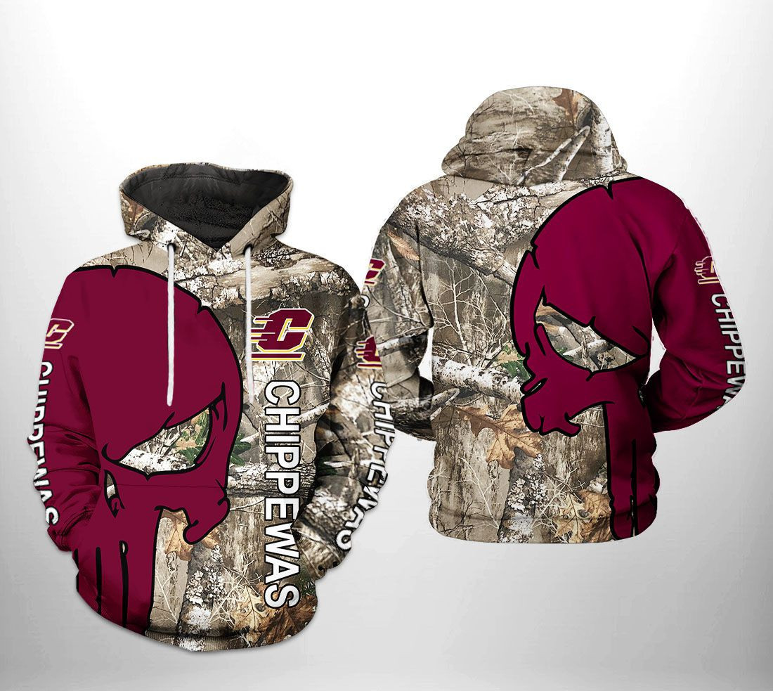 Central Michigan Chippewas NCAA Camo Veteran Hunting Hoodie Zip Hoodie